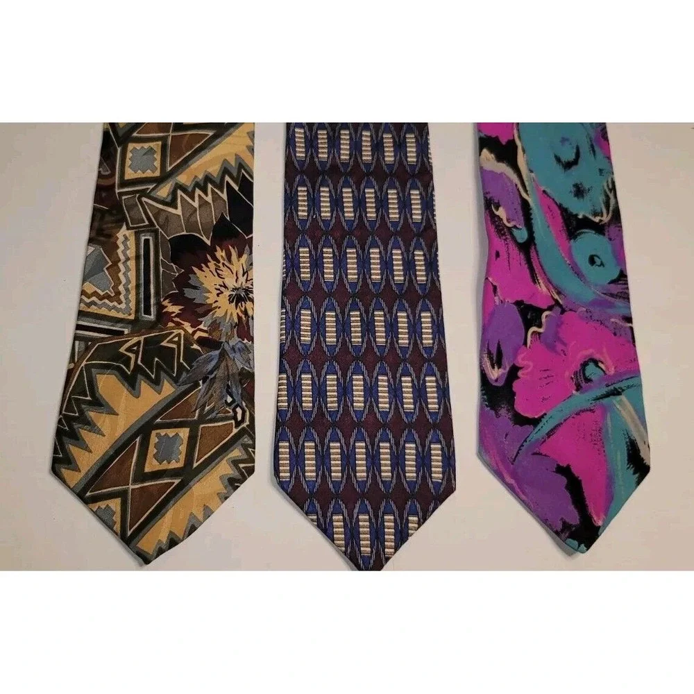 Robert Stock Men's Silk Necktie Lot Vintage Classic Geometric Colorful‎ Business